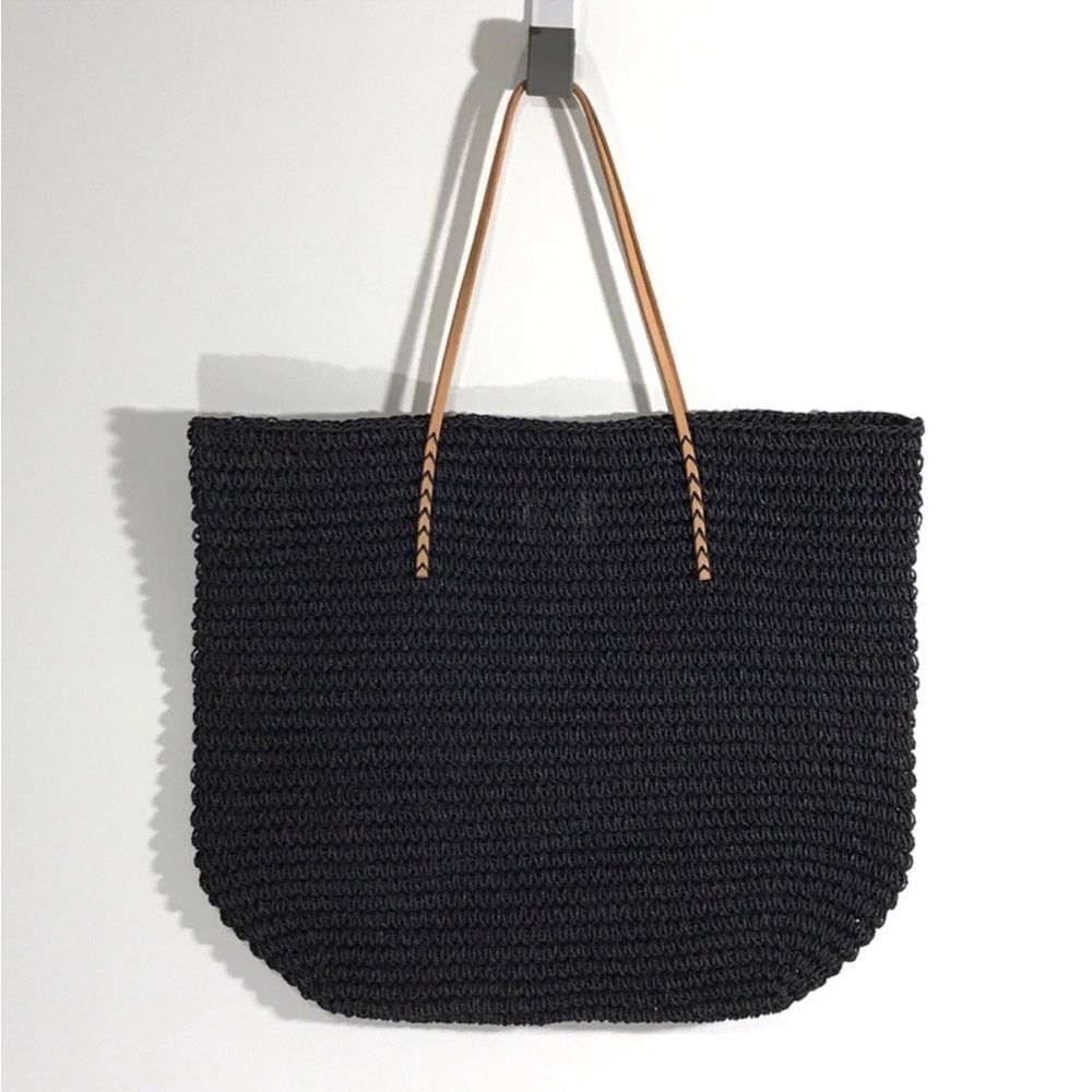 MERONA Beach Straw Tote Bag NEW in Black D32